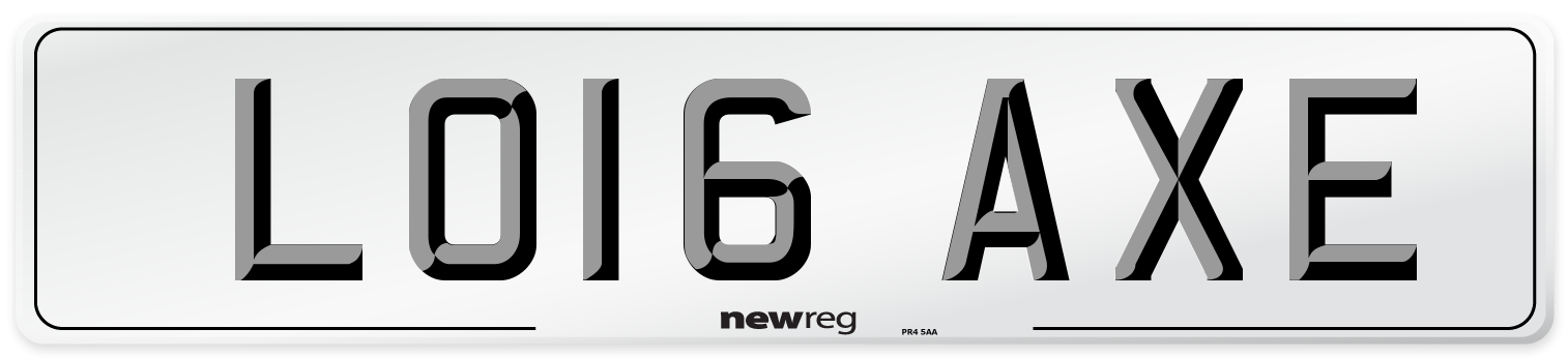 LO16 AXE Number Plate from New Reg